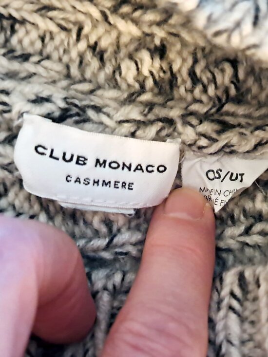 CLUB MONACO Cashmere blend toque, OS, black and white marl - Picture 3 of 3